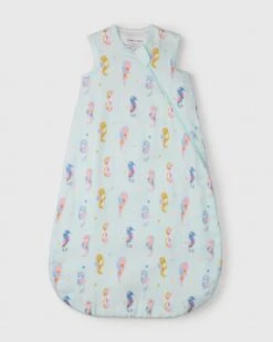 Muslin Lightweight Sleep Bag 0.5 TOG - Painterly Seahorses