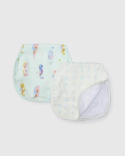 Burp Cloth Set - 2 Pack - Painterly Seahorses