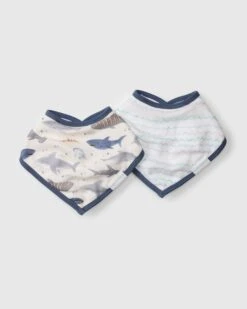 Bandana Bib Set - 2 Pack - Smiley Sharks