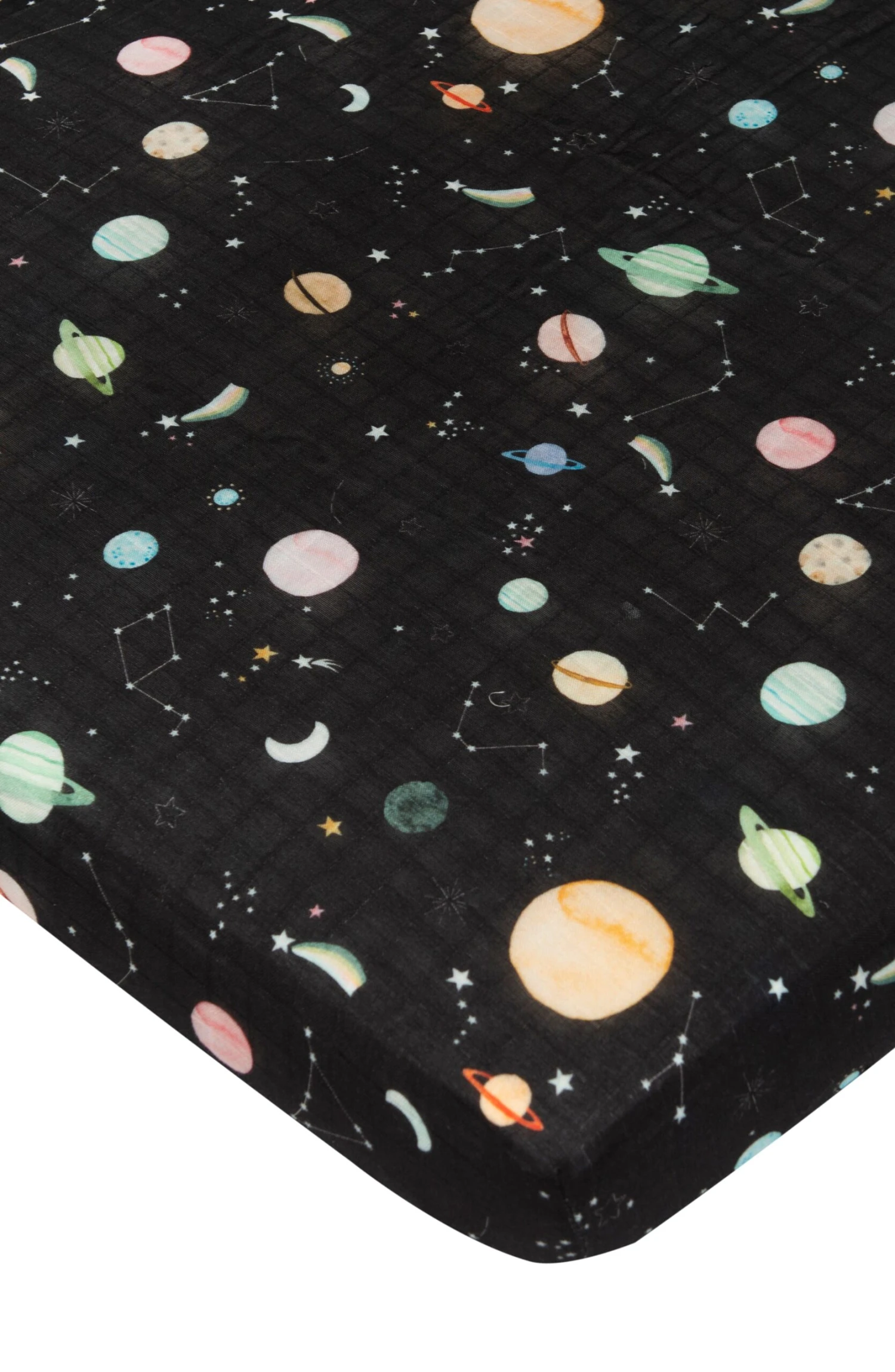 Muslin Fitted Crib Sheet - Planets 1 Muslin Fitted Crib Sheet - Planets