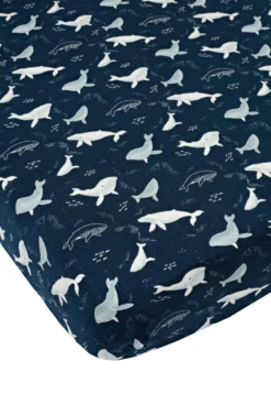 Muslin Fitted Crib Sheet - Whales