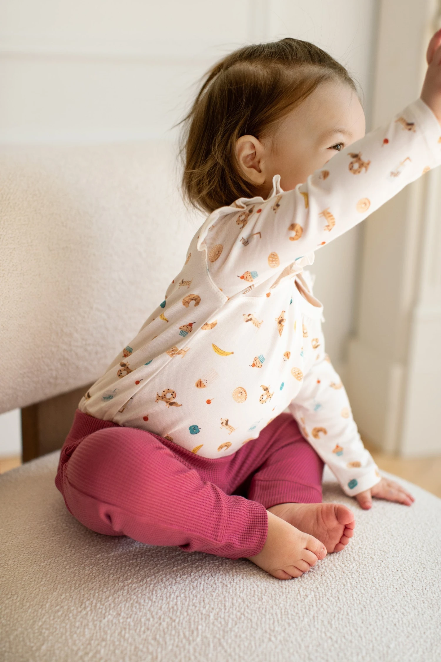 Long Sleeve Ruffle Bodysuit - French Breakfast 1 Long Sleeve Ruffle Bodysuit - French Breakfast