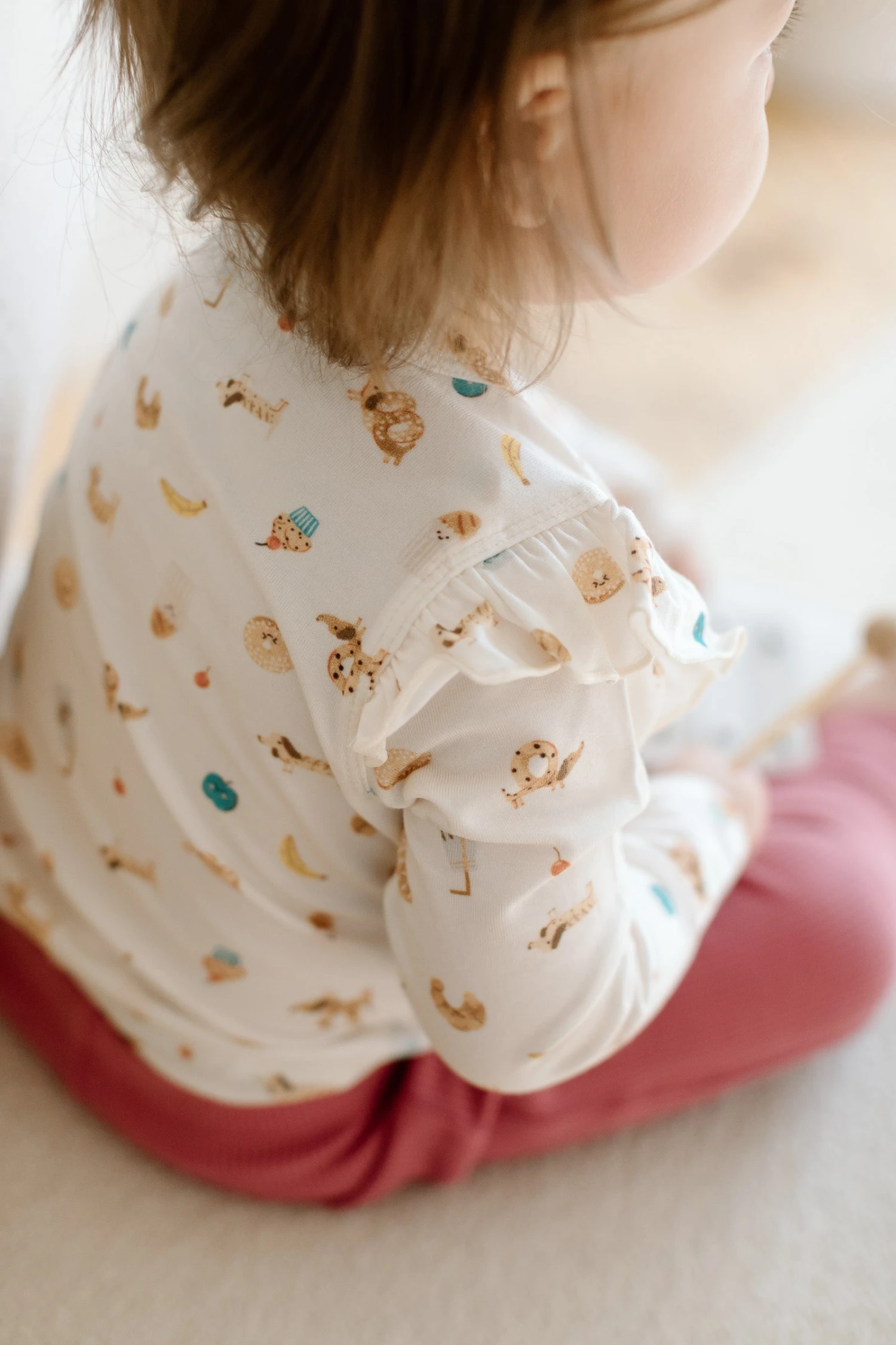 Long Sleeve Ruffle Bodysuit - French Breakfast 2 Long Sleeve Ruffle Bodysuit - French Breakfast - Image 2