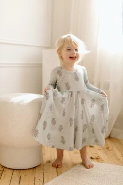 Long Sleeve Skater Dress - Hedgehog Forest