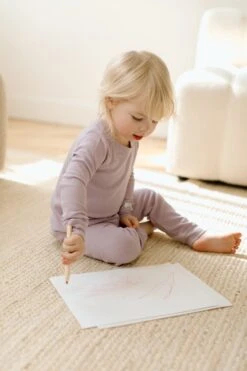 Waffle Long Sleeve Pajama Set - Lavender