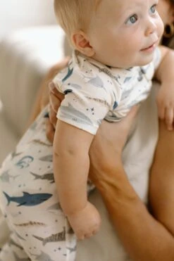 Short Sleeve Zipped Romper - Smiley Sharks 7 Short Sleeve Zipped Romper - Smiley Sharks -Bandana Store Elza Photographie Loulou Lollipop Sept. 11th 2024 Web 28