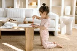 Short Sleeve Long Pants Pajama Set - Pink Checkerboard -Bandana Store Elza Photographie Loulou Lollipop Sept. 4th 2024 Web 1