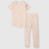Short Sleeve Long Pants Pajama Set - Pink Checkerboard
