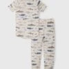 Short Sleeve Long Pants Pajama Set - Smiley Sharks