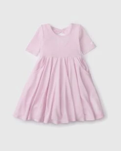 Waffle Short Sleeve Skater Dress - Lilac