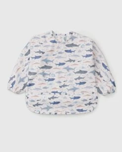 Long Sleeve Bib - Smiley Sharks