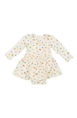 Long Sleeve Bodysuit Dress - French Breakfast