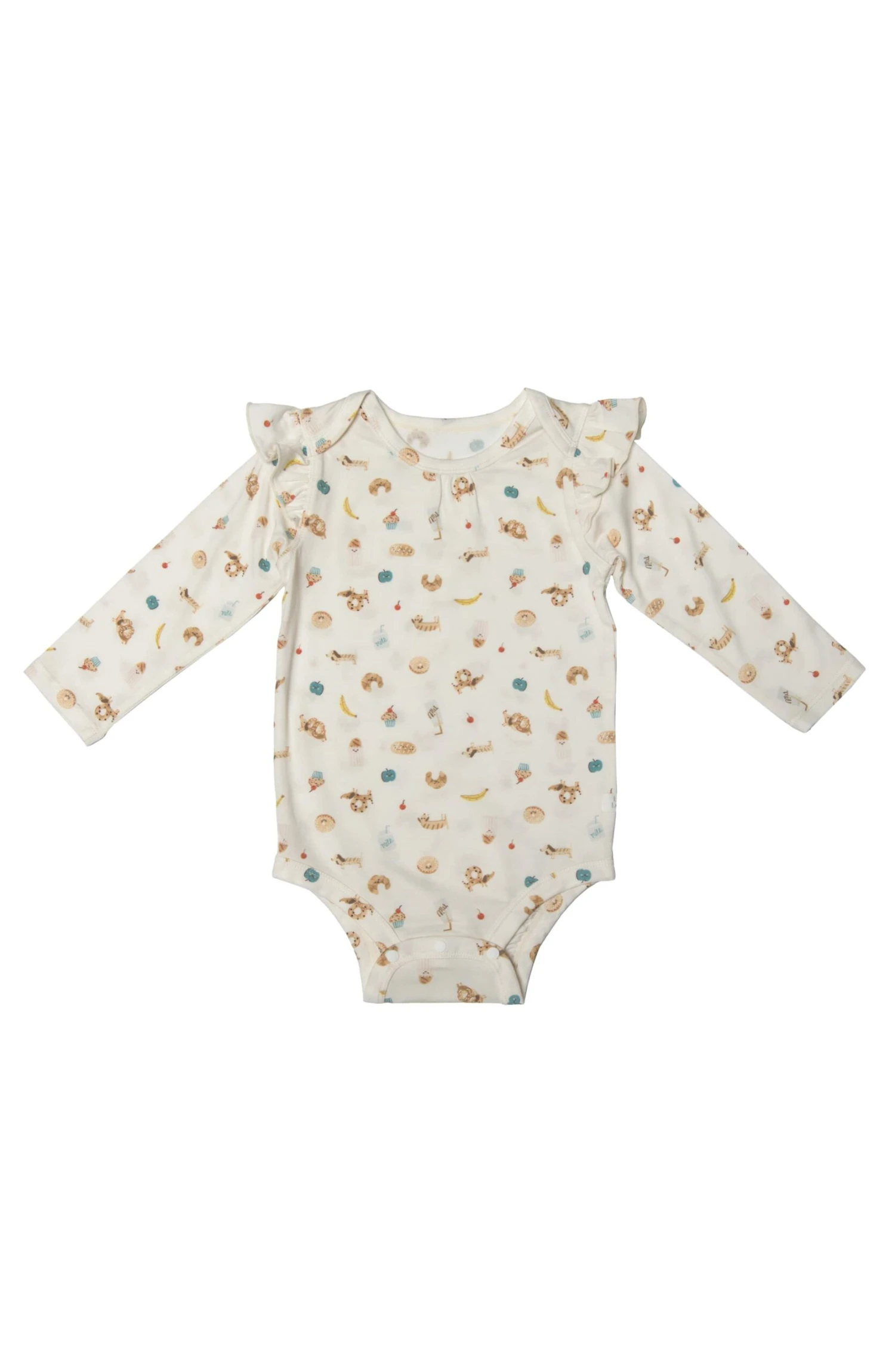 Long Sleeve Ruffle Bodysuit - French Breakfast 3 Long Sleeve Ruffle Bodysuit - French Breakfast - Image 3