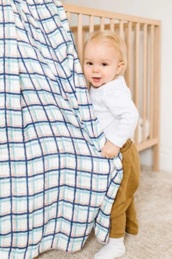 Muslin Swaddle - Blue Plaid