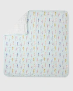 Muslin Quilt - Painterly Seahorses