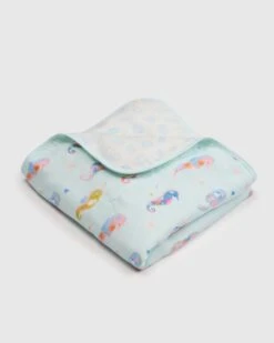 Muslin Quilt - Painterly Seahorses -Bandana Store QTPSH MuslinQuilt PainterlySeahorse 3