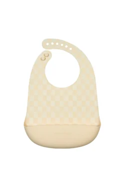 Silicone Bib Printed - Neutral Checkerboard