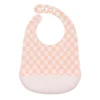 Silicone Bib Printed - Pink Checkerboard