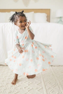 Short Sleeve Skater Dress - Peaches