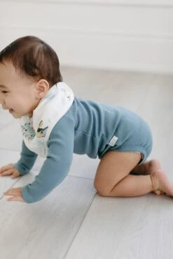 Waffle Long Sleeve Bodysuit - Smoke Blue