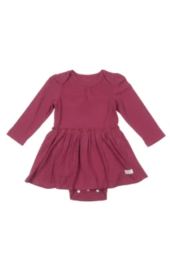 Waffle Long Sleeve Bodysuit Dress - Sugar Plum