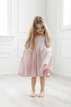 Waffle Long Sleeve Skater Dress - Blush Pink -Bandana Store Waffle Skater Dress Blush Pink 3 02c86cc5 3be5 44da bc09 f32a384acf1a