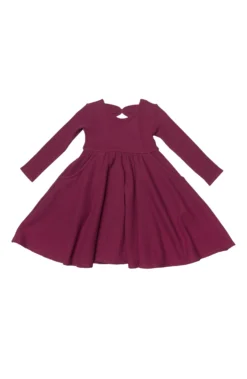 Waffle Long Sleeve Skater Dress - Sugar Plum