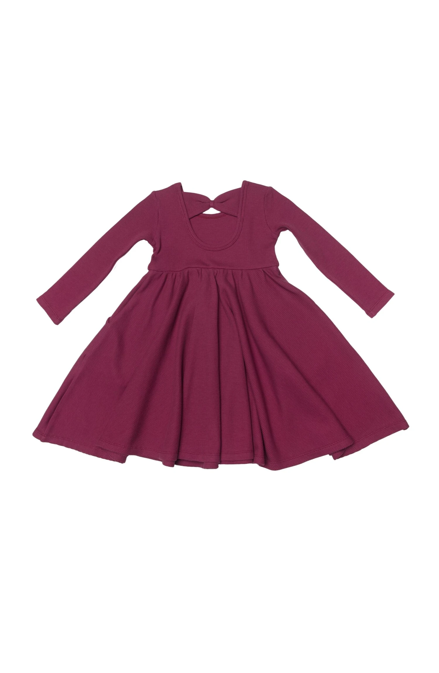 Waffle Long Sleeve Skater Dress - Sugar Plum 2 Waffle Long Sleeve Skater Dress - Sugar Plum - Image 2
