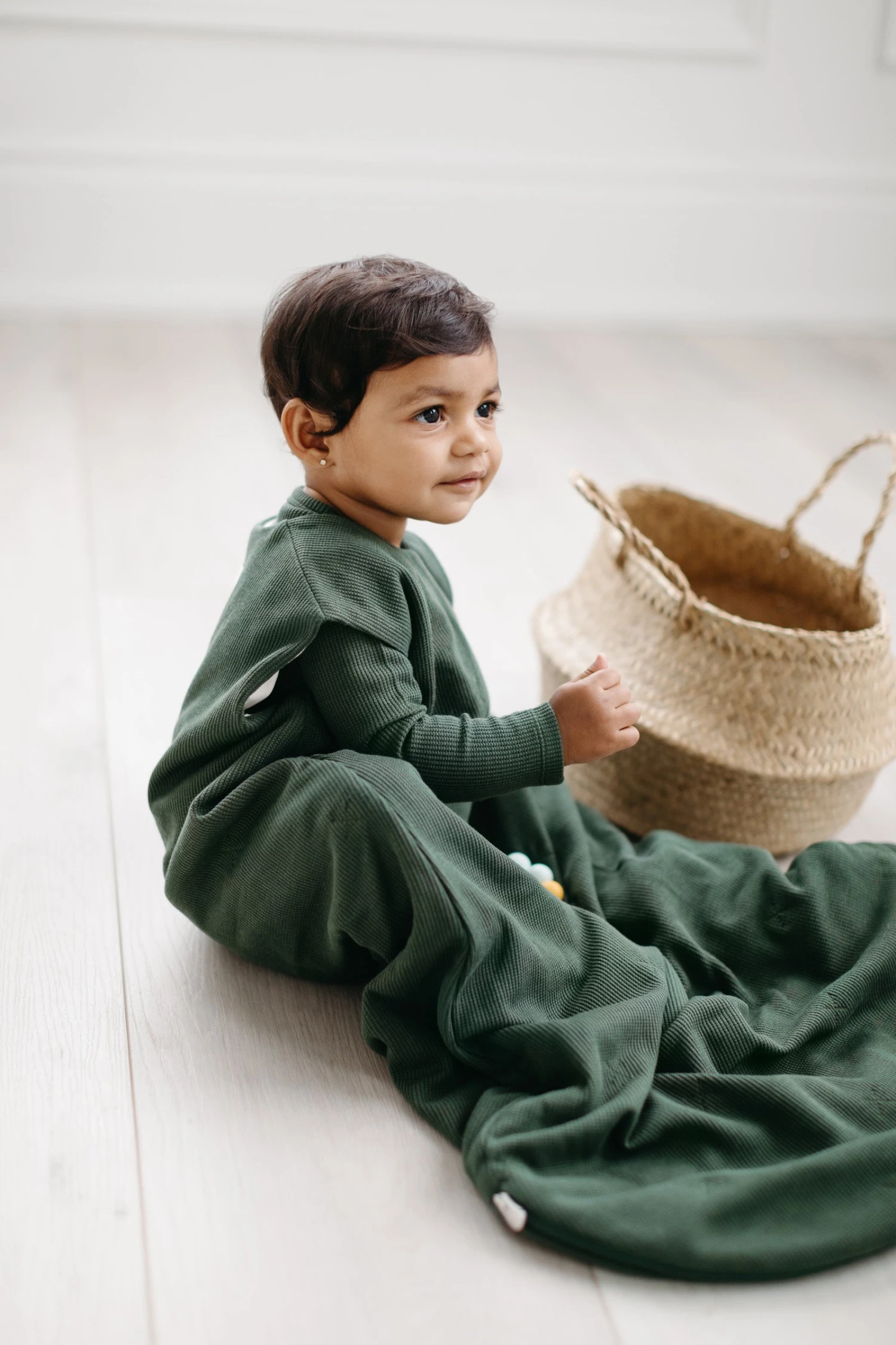 TENCEL™ Waffle Sleep Bag 1.0 TOG - Spruce Green 2 TENCEL™ Waffle Sleep Bag 1.0 TOG - Spruce Green - Image 2